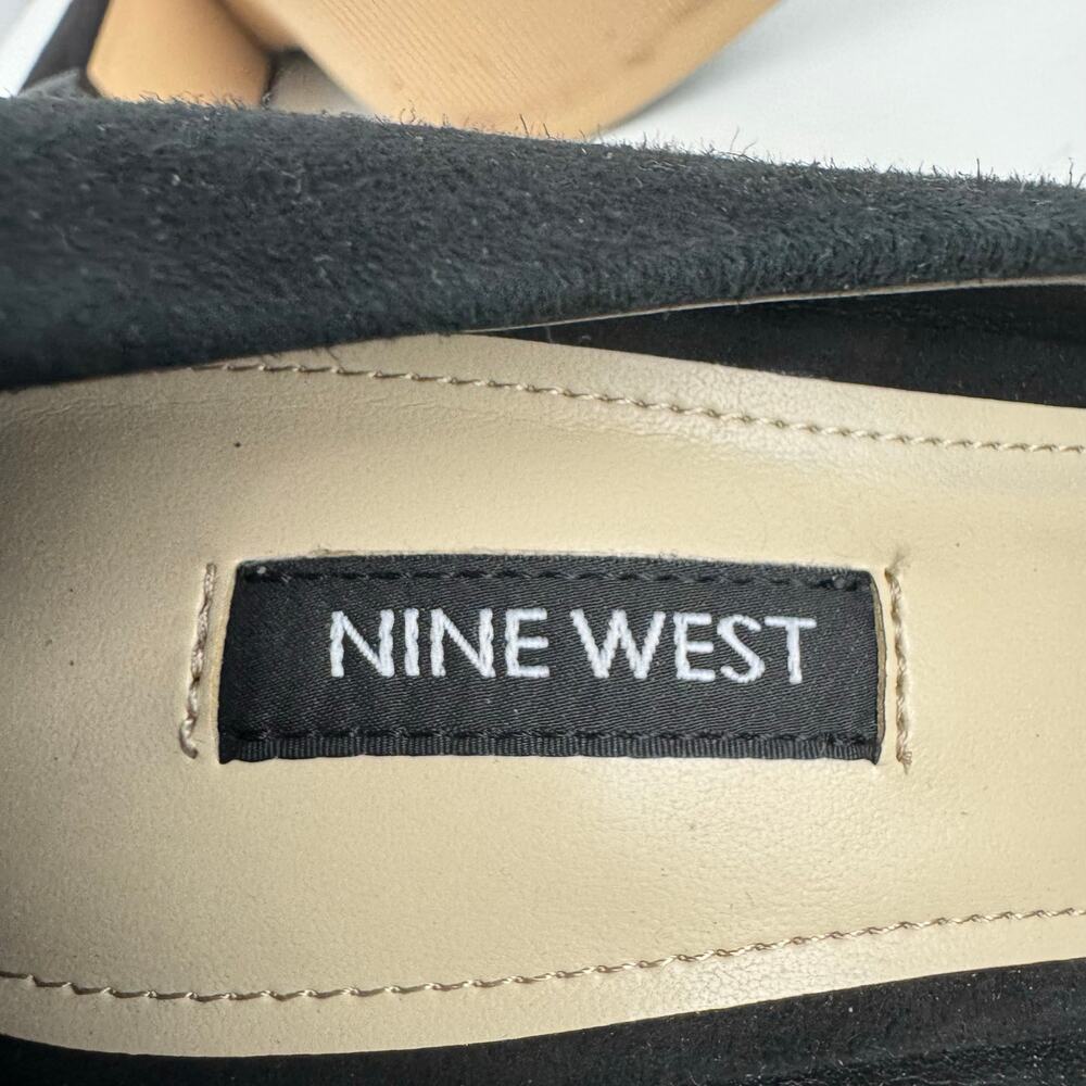 NINE WEST YUNIP 3 LEATHER ALMOND TOE BLOCK HEELS IN BLACK NWOB WOMEN'S SIZE 7M - Picture 11 of 15